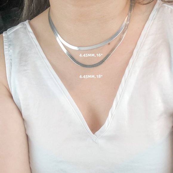 Sterling Silver Herringbone Chain Simple Silver Chain Flat Silver Chain Silver - Picture 5 of 7